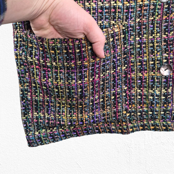 Vintage Giancarlo Ferrari Silk Blend Multicolor Boucle Tweed Jacket Size Large - Picture 4 of 10